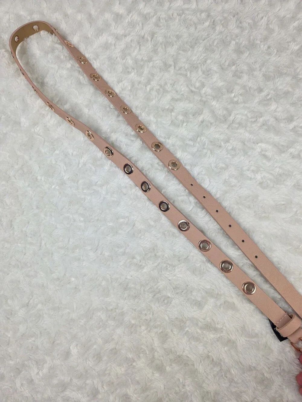 Women's Pink Grommet Detail Leather Belt